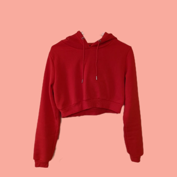 Red cropped hoodie from Urban Planet - Picture 2 of 3